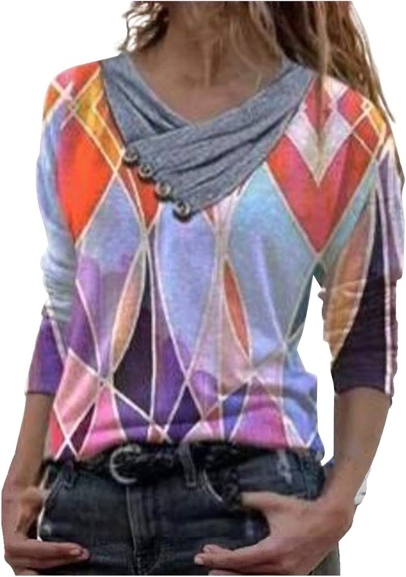 woobles Womens Sweatshirts for Ladies Tie Dye Printed Embroidery Collar Tunic Gradient Blouses Long Sleeve Pullovers - Image 1